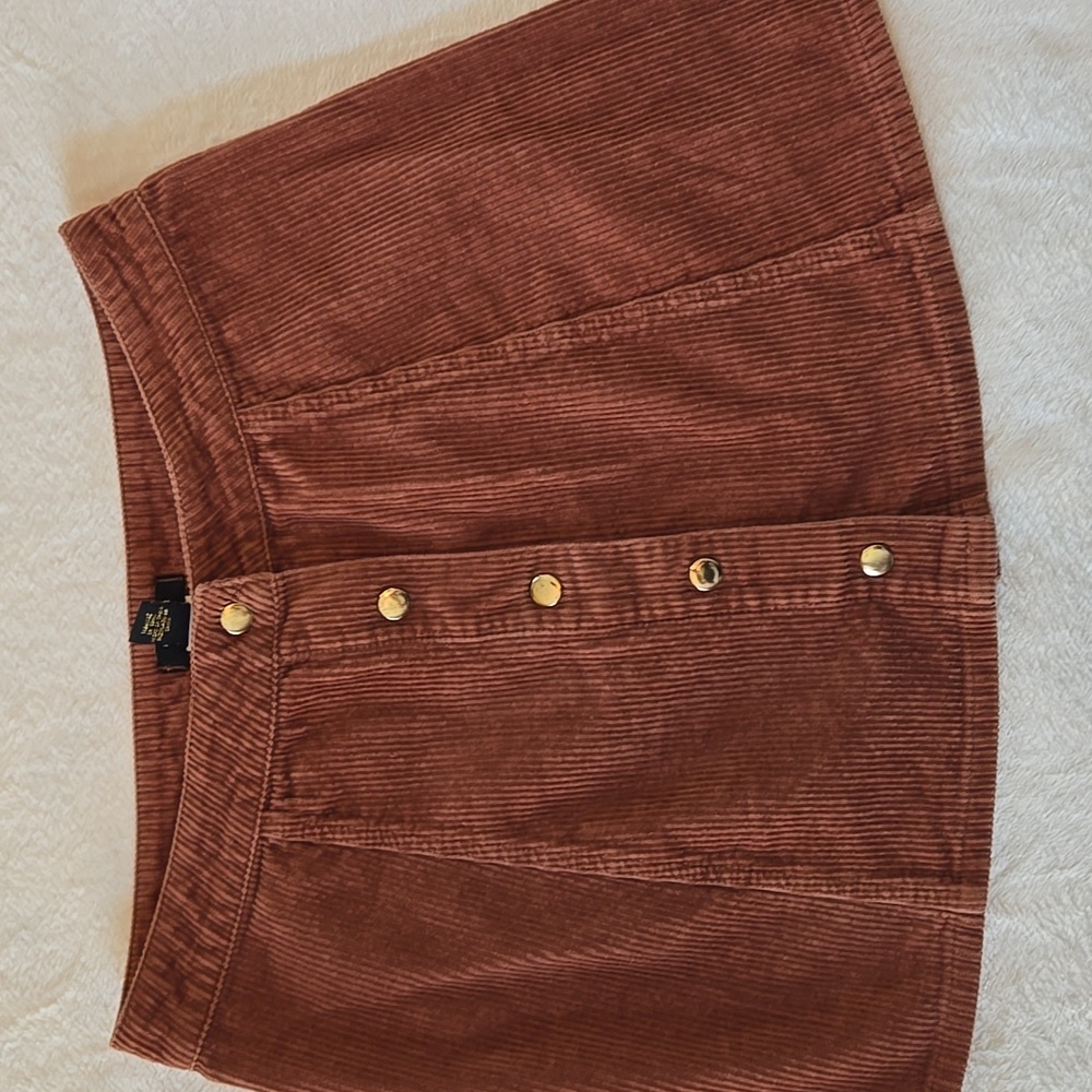 Forever 21 M Corduroy Mini Skirt Brown Casual Skater Boho Indie Femme Flirty Fab